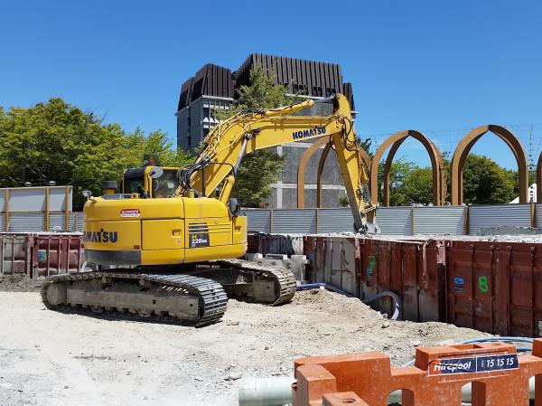 Digger on construction site